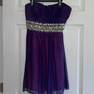 Purple formal dress with beaded waistline, size 11